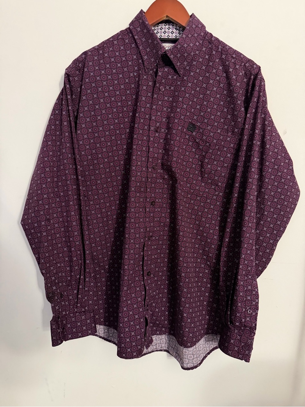 Cinch Men's Purple Geometric Long-Sleeve Button-Up Shirt
